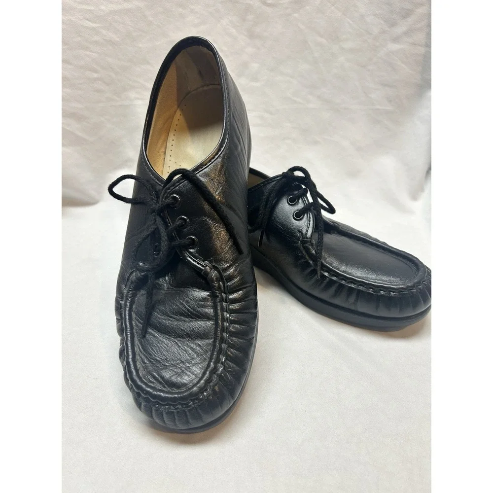 SAS Siesta Oxfords Sneakers Shoes Womens Size 11 WW Black Leather Orthotic